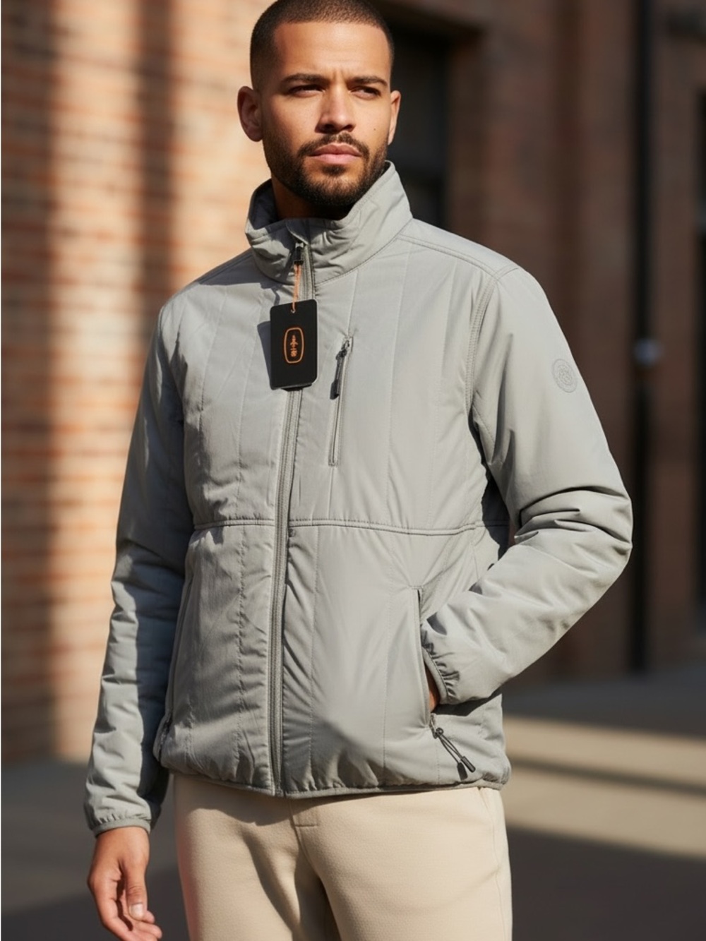 Bass Men's Puffer Jacket - Light Gray